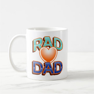 Funny Quote Colourful Super Rad Dad Red Heart Coffee Mug