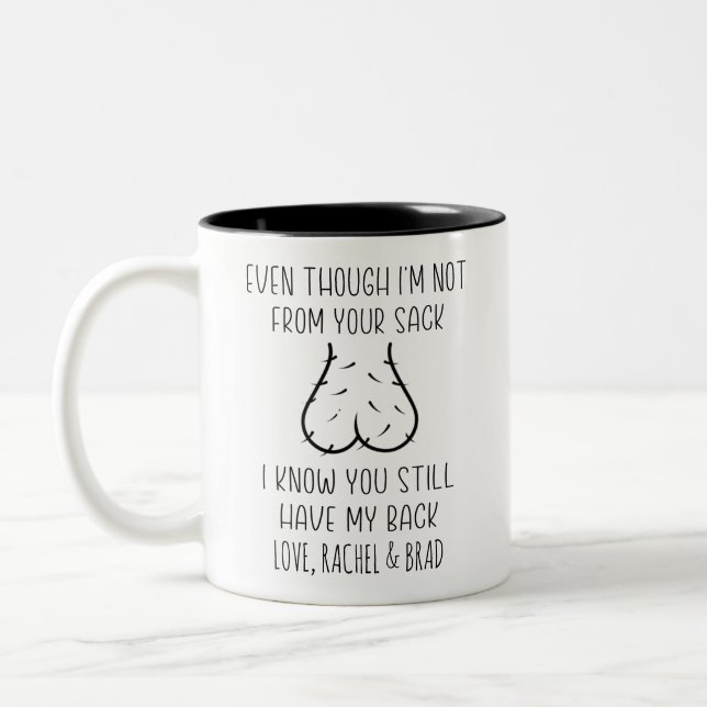 Funny Quote Dad, Custom Step Dad Father's Day Gift Two-Tone Coffee Mug (Left)