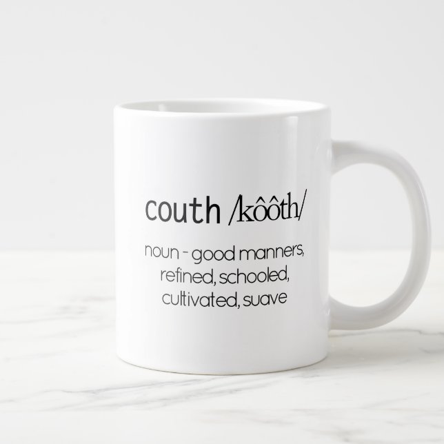 Funny Quote Definition of Couth Large Coffee Mug (Right)