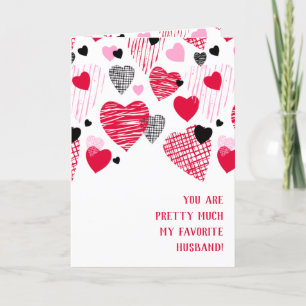 Funny Quote Favourite Husband Red Heart Valentine' Holiday Card