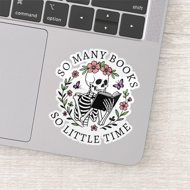 Funny Quote For Book Lover Floral Reading Skeleton (Detail)