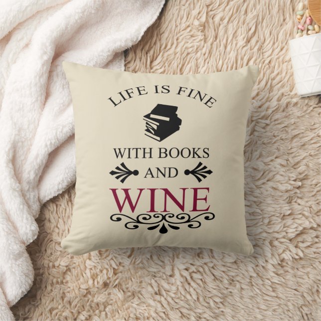 funny quote for books and wine lover cushion (Blanket)