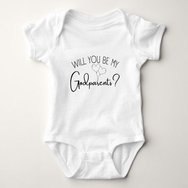 FUNNY QUOTE FOR KIDS "WILL YOU BE MY Godparents?" Baby Bodysuit (Front)