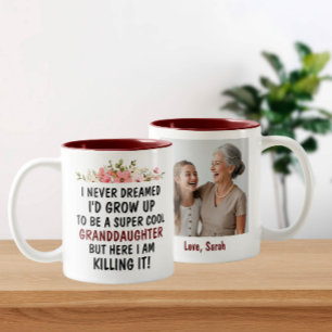 Funny Quote Granddaughter With Custom Photo & Name Two-Tone Coffee Mug