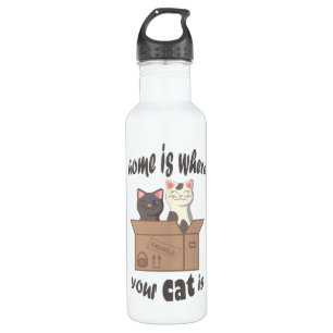 Funny quote Home is where your cat is 710 Ml Water Bottle