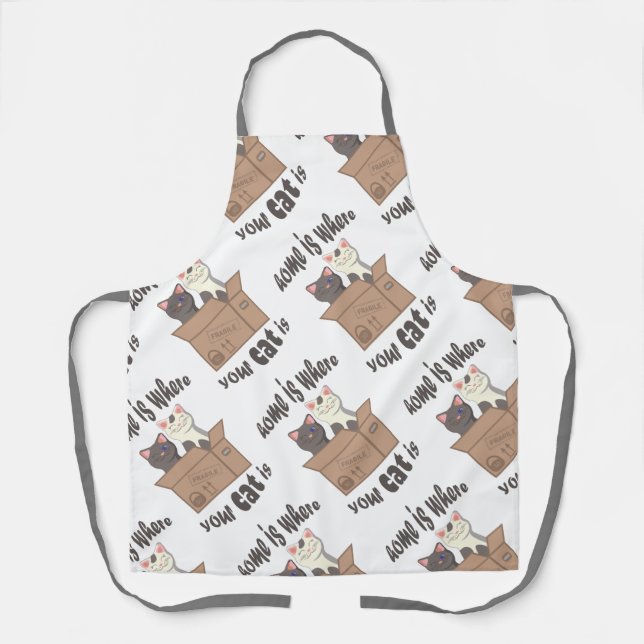 Funny quote Home is where your cat is Apron (Front)