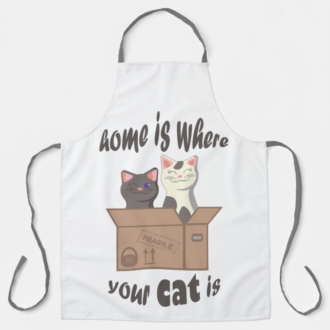 Funny quote Home is where your cat is Apron (Front)