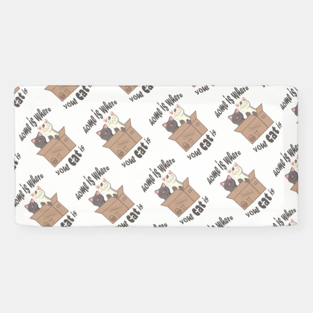 Funny quote Home is where your cat is Banner (Horizontal)
