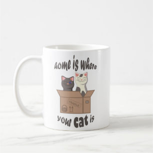 Funny quote Home is where your cat is Coffee Mug
