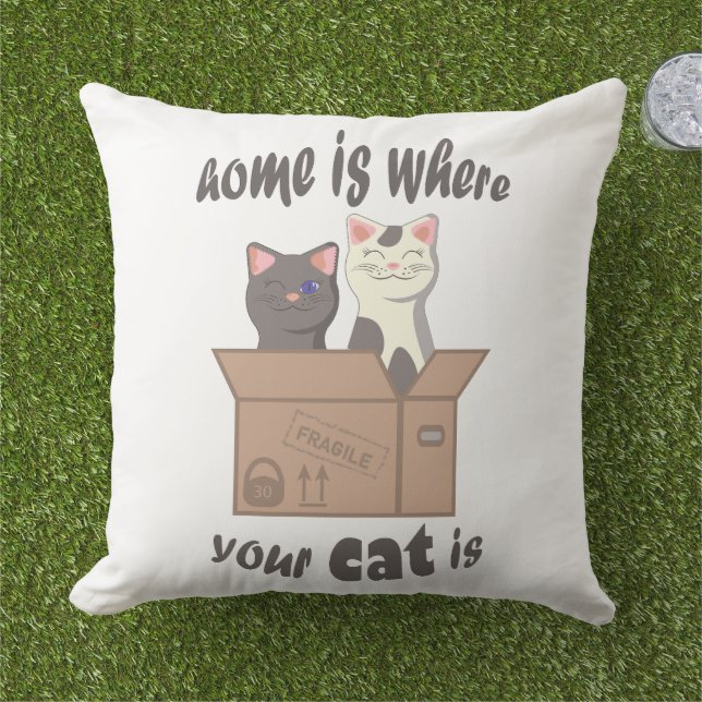 Funny quote Home is where your cat is Cushion (Grass)