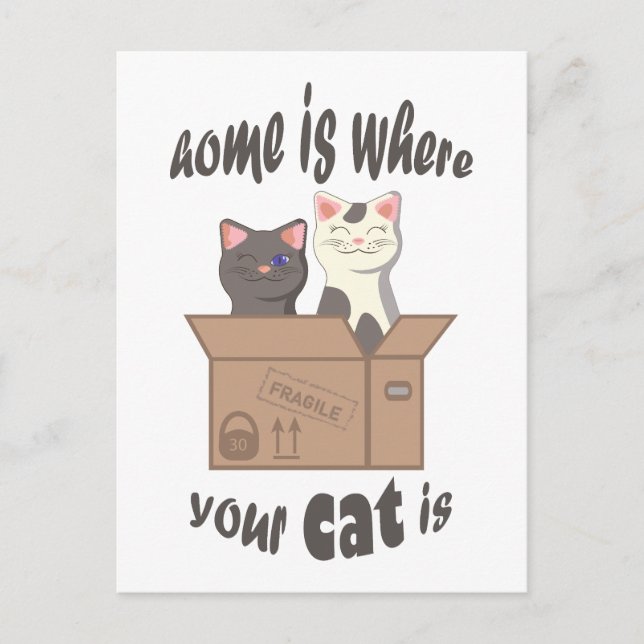 Funny quote Home is where your cat is Holiday Postcard (Front)