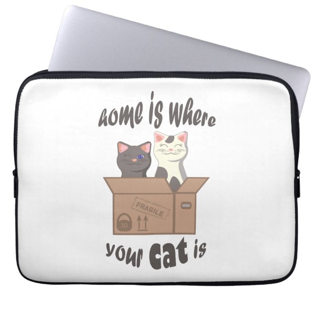 Funny quote Home is where your cat is Laptop Sleeve (Front)
