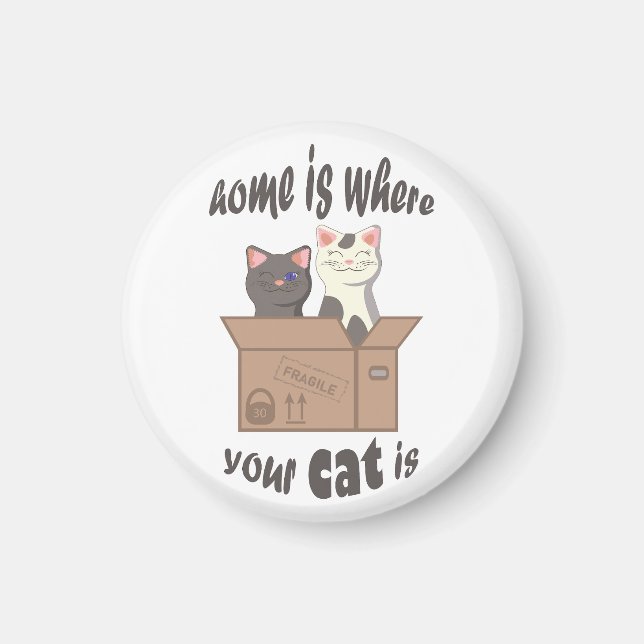 Funny quote Home is where your cat is Magnet (Front)