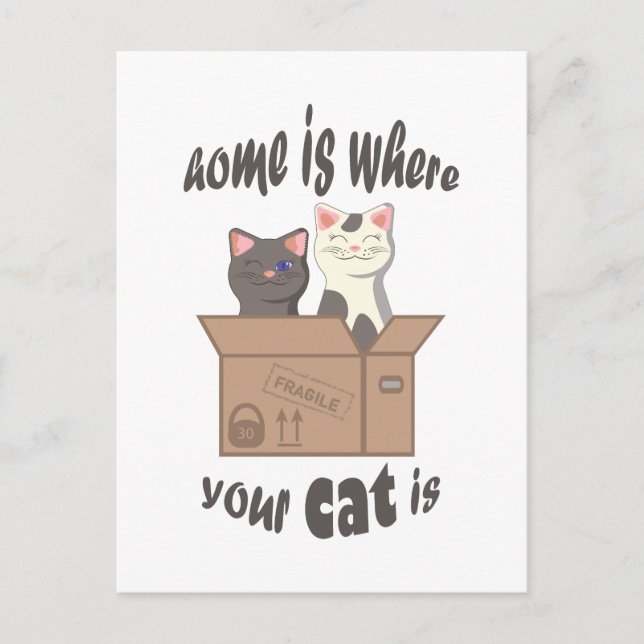Funny quote Home is where your cat is Postcard (Front)