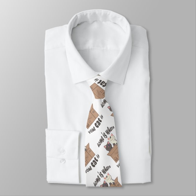 Funny quote Home is where your cat is Tie (Tied)