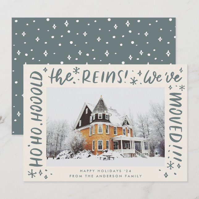 Funny Quote House Moving Lettering Christmas Photo Holiday Card (Front/Back)