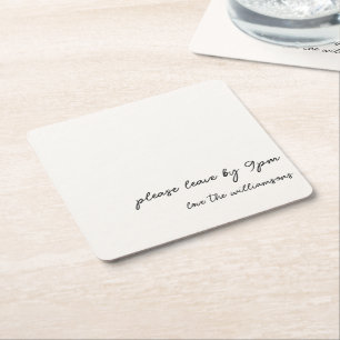 Funny Quote Introvert Humor Custom Black White Square Paper Coaster