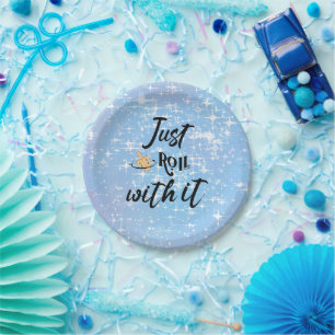 Funny Quote -Just Roll With Hanukkah Paper Plate