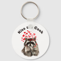 Funny Quote Kiss the Cook Cute Raccoons, Animal