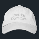 Funny Quote Lake Hair Don't Care Typography Embroidered Hat<br><div class="desc">Lake Hair,  Don't Care - Funny Saying in a pretty sea glass blue block lettering. Can be personalised. Contact me with any questions or requests.</div>
