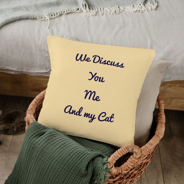 Funny Quote Modern Cat Lover Gift Beige Template Cushion (Creator Uploaded)