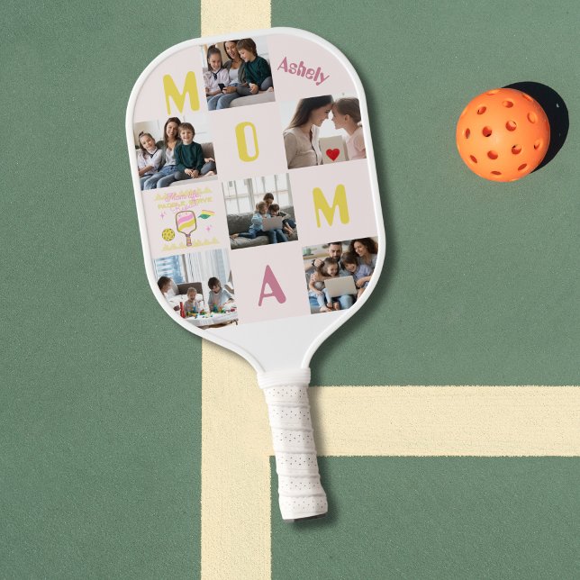 Funny Quote Personalised 6 Photos Pickleball Mum  Paddle (Creator Uploaded)
