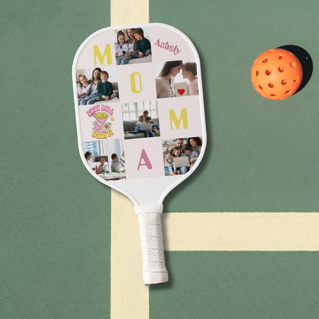 Funny Quote Personalised 6 Photos Pickleball Mum  Pickleball Paddle (Creator Uploaded)