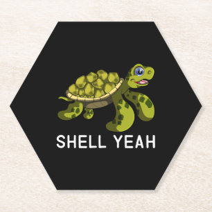 Funny Quote Pun Shell Yeah Turtles Paper Coaster