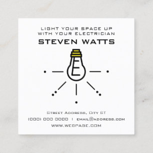 Funny quote pun style electrician  square business card