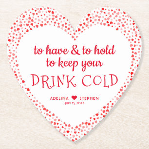 Funny Quote Red Pink Colourful Wedding Favour Drin Paper Coaster