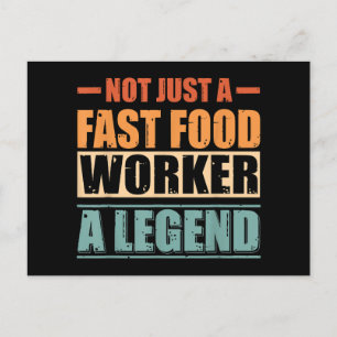 Funny Quote Retro Fast Food Worker Holiday Postcard