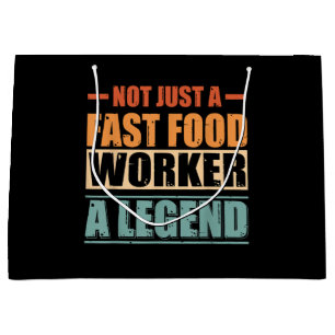 Funny Quote Retro Fast Food Worker Large Gift Bag