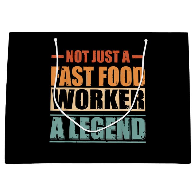 Funny Quote Retro Fast Food Worker Large Gift Bag (Front)