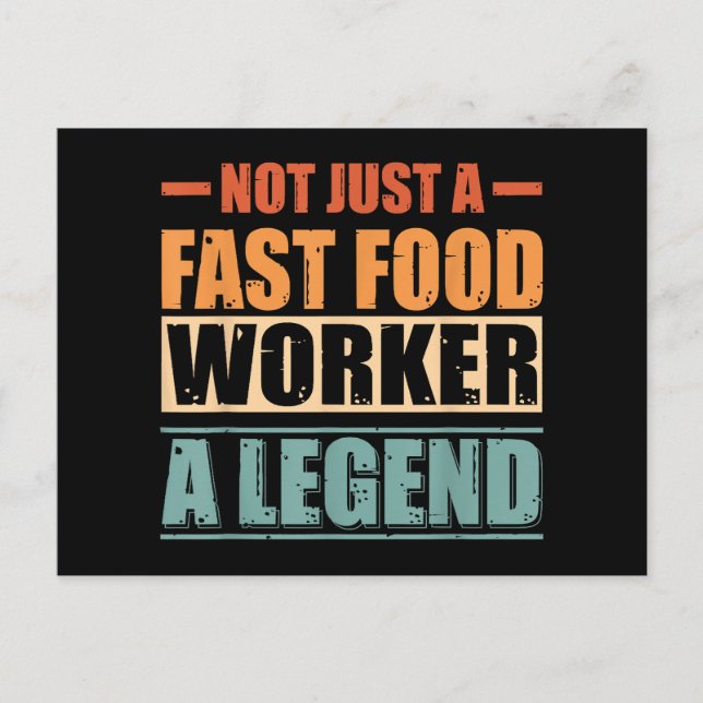Funny Quote Retro Fast Food Worker Postcard (Front)
