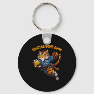 Funny Quote Roaring Home Run Ball Retro Tiger Love Key Ring
