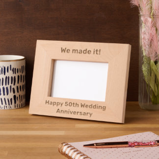 Funny Quote Simple Wedding Anniversary Rustic Text Etched Frames