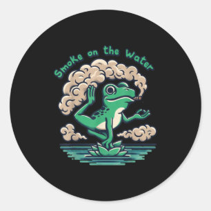 Funny Quote Smoke On The Water Retro Frog Lover Classic Round Sticker
