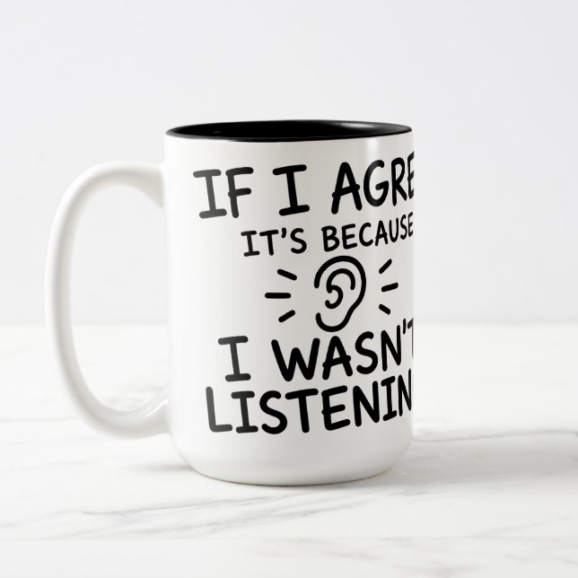 Funny Quote Typography Design Two-Tone Coffee Mug (Left)
