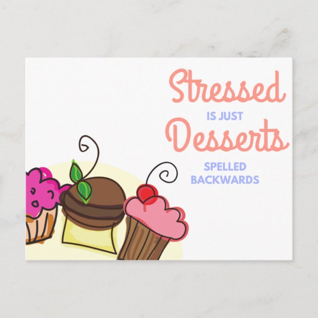 Funny Quote White Illustrated Desserts Postcard (Front)