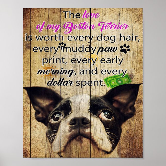 Funny Quotes About Boston Terrier Present Poster (Front)