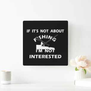 funny quotes about fishing square wall clock