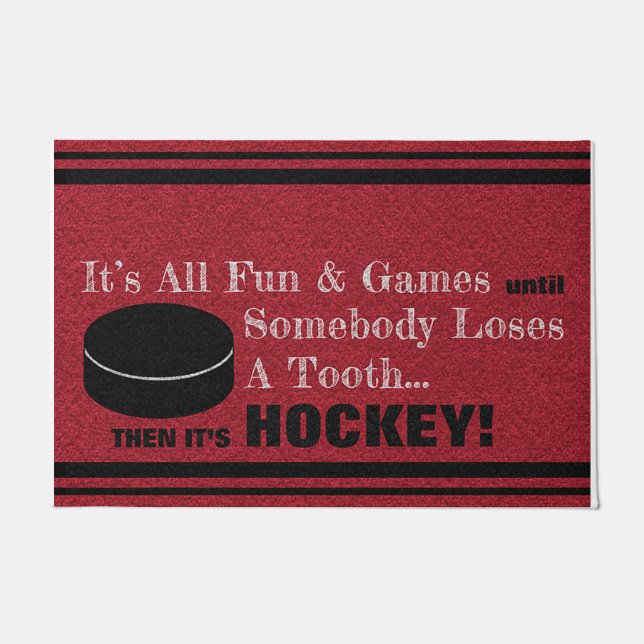 Funny Quotes About Hockey Mat, Sports Doormat (Front)