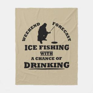 funny quotes about ice fishing and drinking lovers fleece blanket