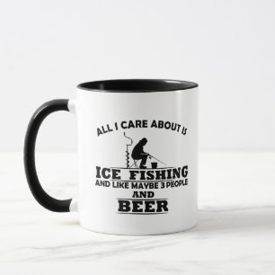 funny quotes about ice fishing and drinking lovers mug