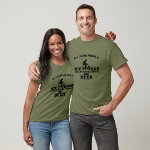 funny quotes about ice fishing and drinking lovers T-Shirt