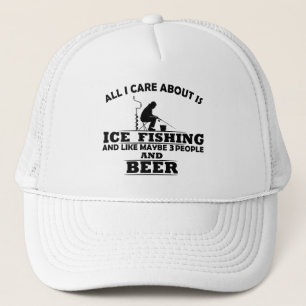 funny quotes about ice fishing and drinking lovers trucker hat