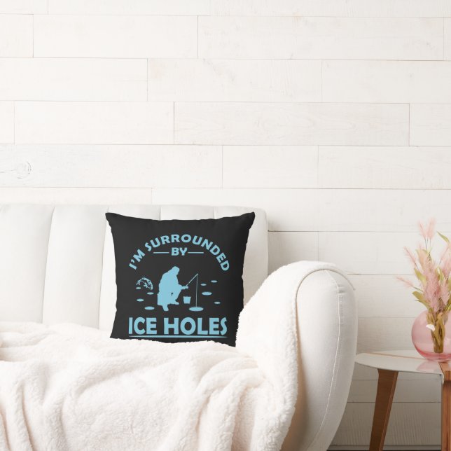 funny quotes about ice fishing lovers cushion (Couch)