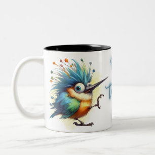 Funny Quotes Funny Quirky Whimsical Bird Two-Tone Coffee Mug