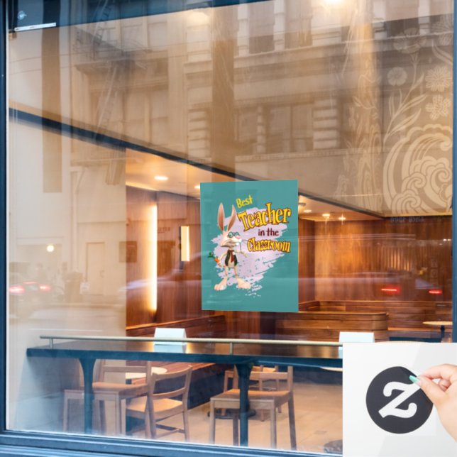 Funny Rabbit Best Teacher in the Classroom (Cafe Window)