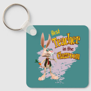 Funny Rabbit Best Teacher in the Classroom Key Ring